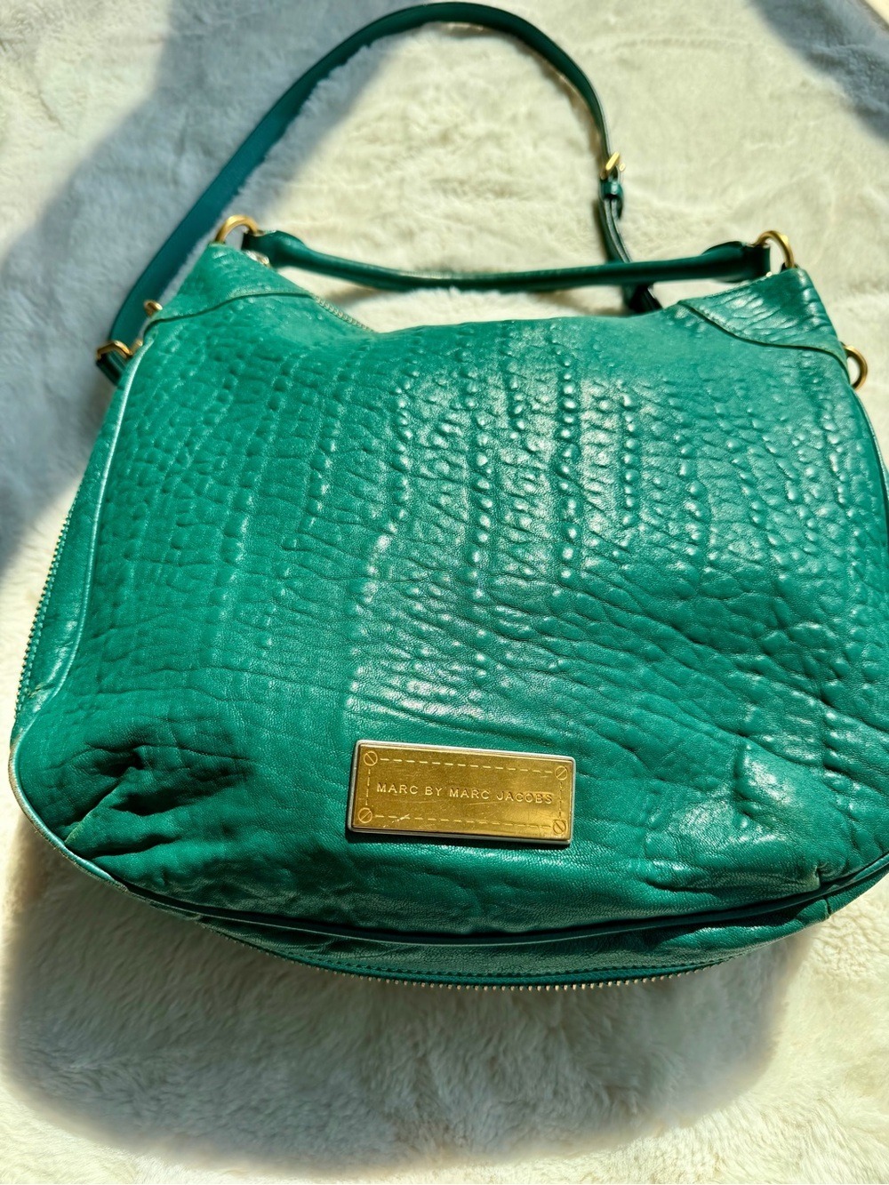 Marc by Marc Jacobs Teal Pebbled Leather Shoulder Bag